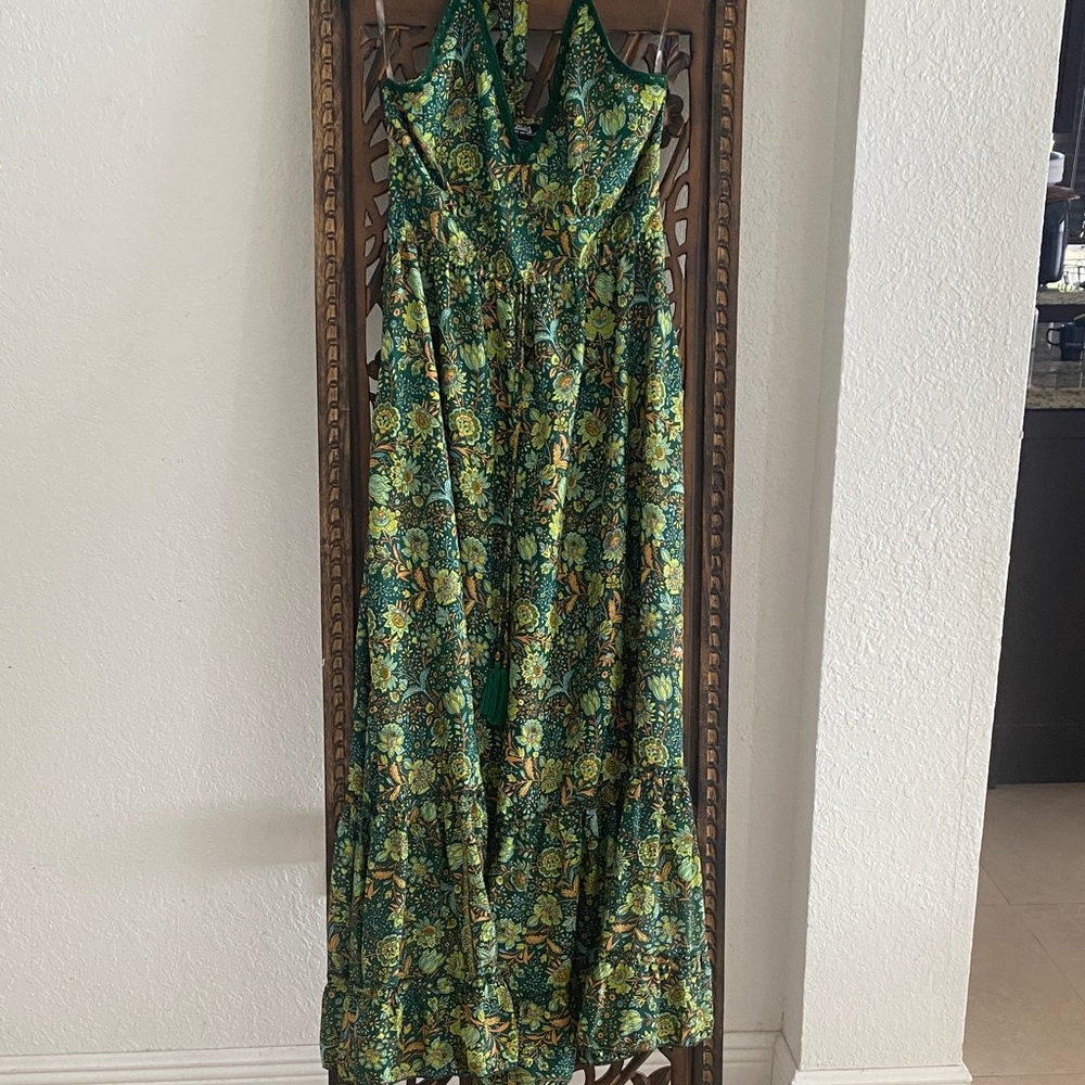 Elegant Green Floral Maxi Dress